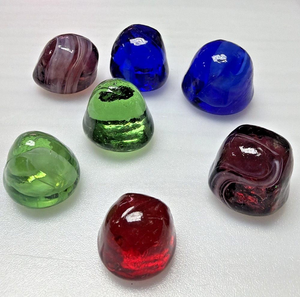 Vintage Lot of 7 Slag Swirl Marbles Cadmium Multicolor Irregular Shape As Is